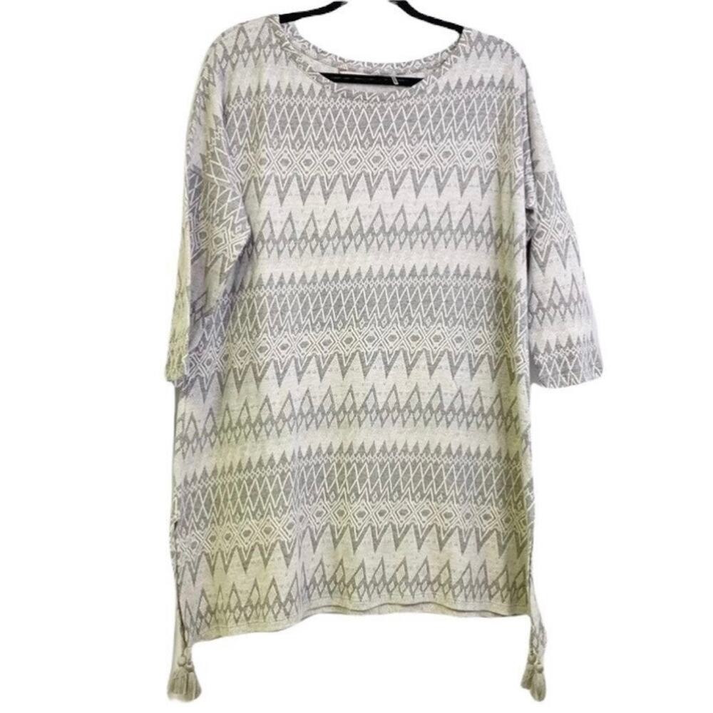 Soft Surroundings Tunic Top Women’s Gray Clocking Out Tassel Size Medium